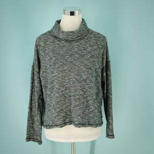 Obey No 89 XS Black Grey Cowl Neck Cropped Sweater